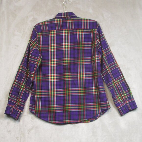 NWT LRL Lauren Jeans Co Size Medium Flannel Plaid Shirt Roll Tab Sleeve Pockets - Picture 2 of 10